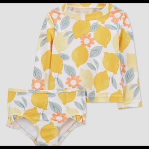Carters rash guard long sleeve two piece swimsuit girls
